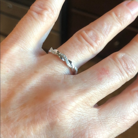 Sterling Silver Braided Clear CZ Ring - Picture 2 of 8